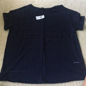 banana republic navy t shirt w sheer stripes XS